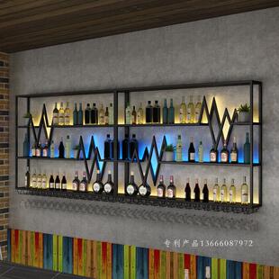 酒吧红酒架壁挂铁艺吧台墙上覆古装饰创意发光置物架餐厅酒柜靠墙