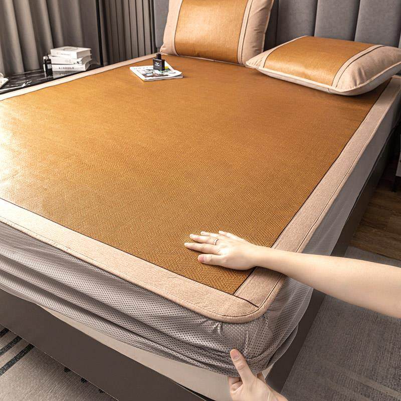 多喜爱夏季凉席藤席套件1.2m1.8米床单双人绑带条席床笠款空调席