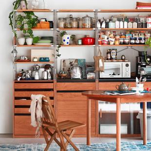 浮生记/餐柜靠墙一体实木不锈钢整体橱柜客厅酒柜多功能收纳柜极