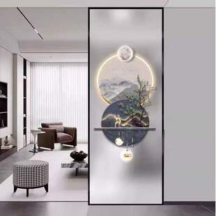 现代简约轻奢艺术钢化玻璃隔断家用客厅遮挡进门玄关透光屏风隔断