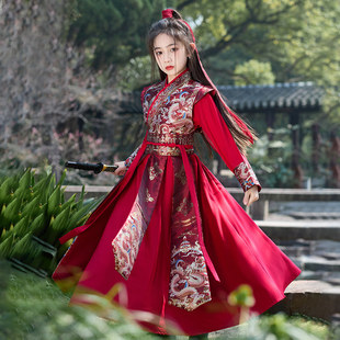 花木兰儿童服装女童汉服中国风女侠古装演出武侠风锦衣卫将军剑客