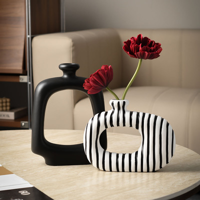 高级感意式极简花瓶黑白