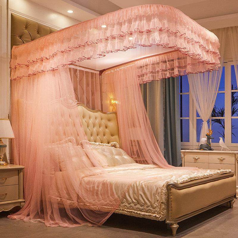 新款蚊帐家用2025导轨加密u型轨道免安装公主落地厚支架高级卧室