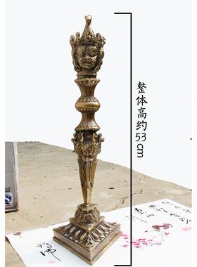 特大号精品金刚杵铜普巴铜杵三面马头明王金刚撅法器带底座摆件纯