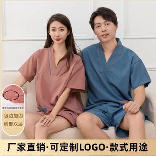 男足疗服洗浴按摩桑拿洗浴中心浴服家居服 汗蒸服女贡麻棉情侣大码