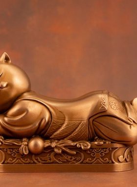 OGRM 汤贝勒系列《高枕无忧·宋·定窑·孩儿枕》青铜纯手工摆件