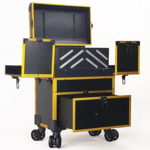 铝合金大容量多层抽屉拉杆美甲容带镜子纹绣跟妆师化妆收纳工具箱