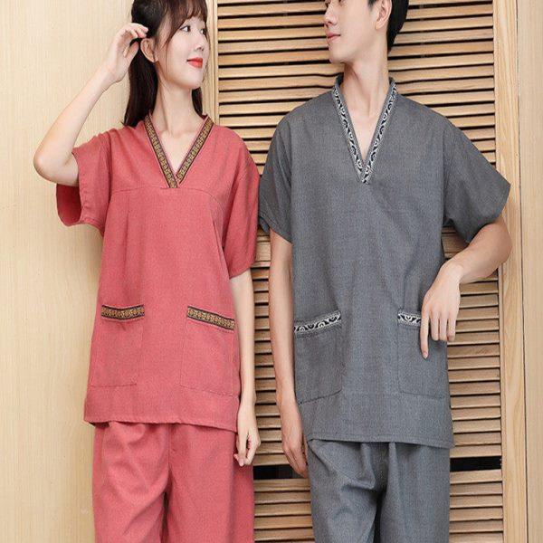 贡麻汗蒸服女情侣大码男桑拿服足疗洗浴按摩服浴衣家居睡衣浴服男,居家布艺,汗蒸服,淘宝优惠券,粉丝福利购,淘宝优惠卷