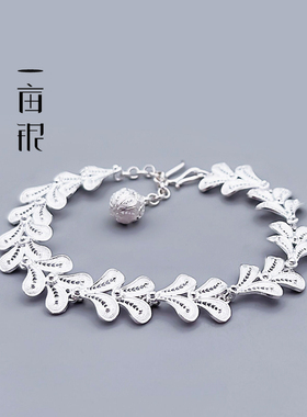 990足银拉丝古法花瓣手链时尚美