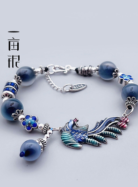 一亩银S925纯银凤凰于飞宝石串珠