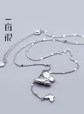 S925蝴蝶仙贝镶嵌宝石吊坠项链