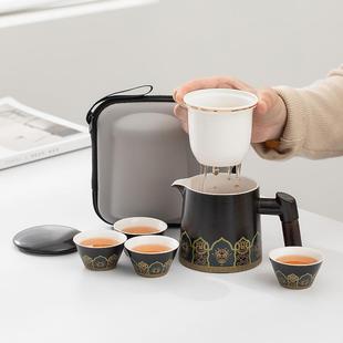 旅行茶具小套装 便携式 户外泡茶壶茶杯简易随身露营快客杯一壶四杯