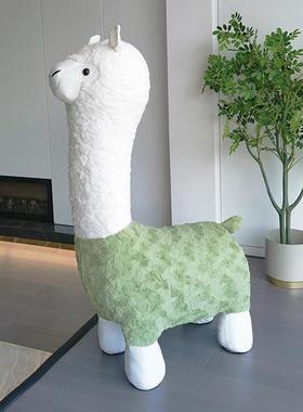 超大创意羊驼座椅带轮动物凳子落地手工摆件换鞋凳子乔迁搬家礼物