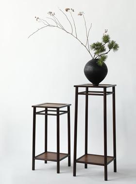 大相莲花 仿古楠竹双层花架 新中式花架 置物架 客厅落地式花几