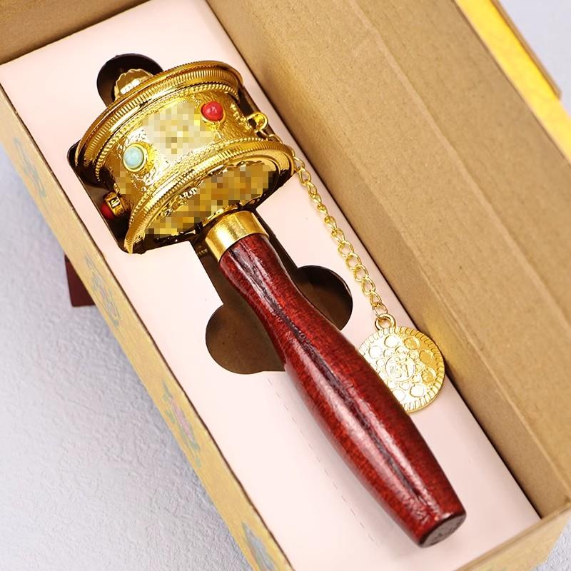 藏式手摇转金筒西藏手持转轮简经筒六字真言民族装饰品藏族转