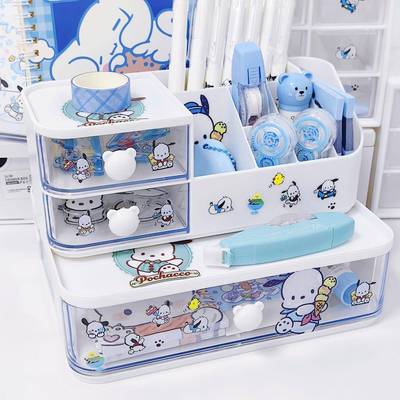 抽屉分格收纳盒文具整理盒新款桌面抽屉式高颜值完了型收纳箱透明