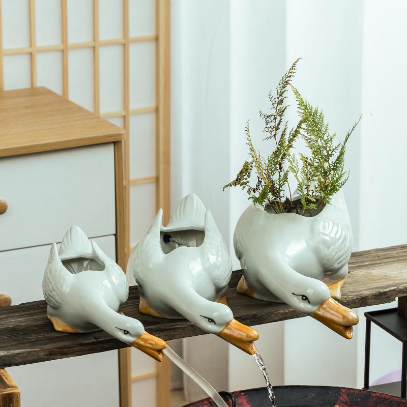 循环流水造景摆件水缸自动鱼池白鸭子创意装饰园庭院过滤生态鱼缸