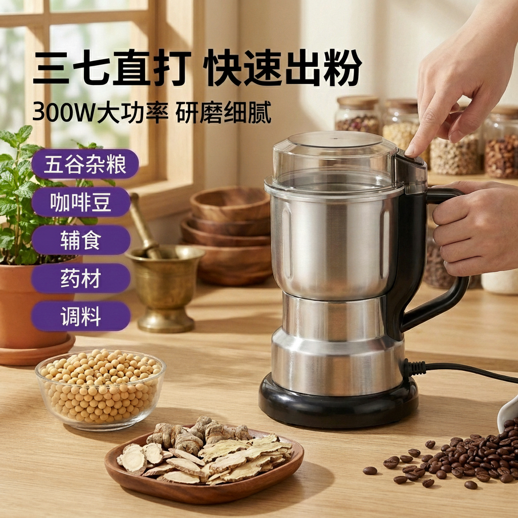 家用小型粉碎机研磨机中药材超细打粉机干磨五谷杂粮磨粉机辣椒面