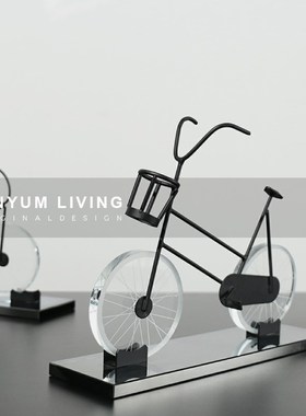简约现代家居客厅电视柜创意水z晶自行车单车摆件样板间软装饰品