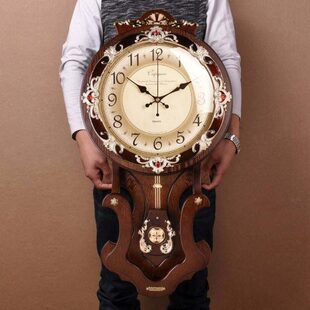 复古时钟挂墙大号墙壁钟摆钟表欧式挂钟钟钟表客厅石英钟静音钟表