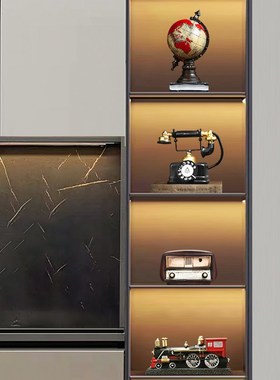 高级复古风书架乐队留声机咖啡厅装饰品小摆Q件复古怀旧书房摆设