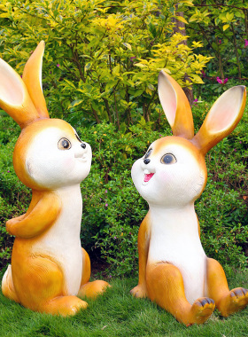 幼儿园小品摆件公园户外s花园庭院动物雕塑卡通兔子园林景观装饰