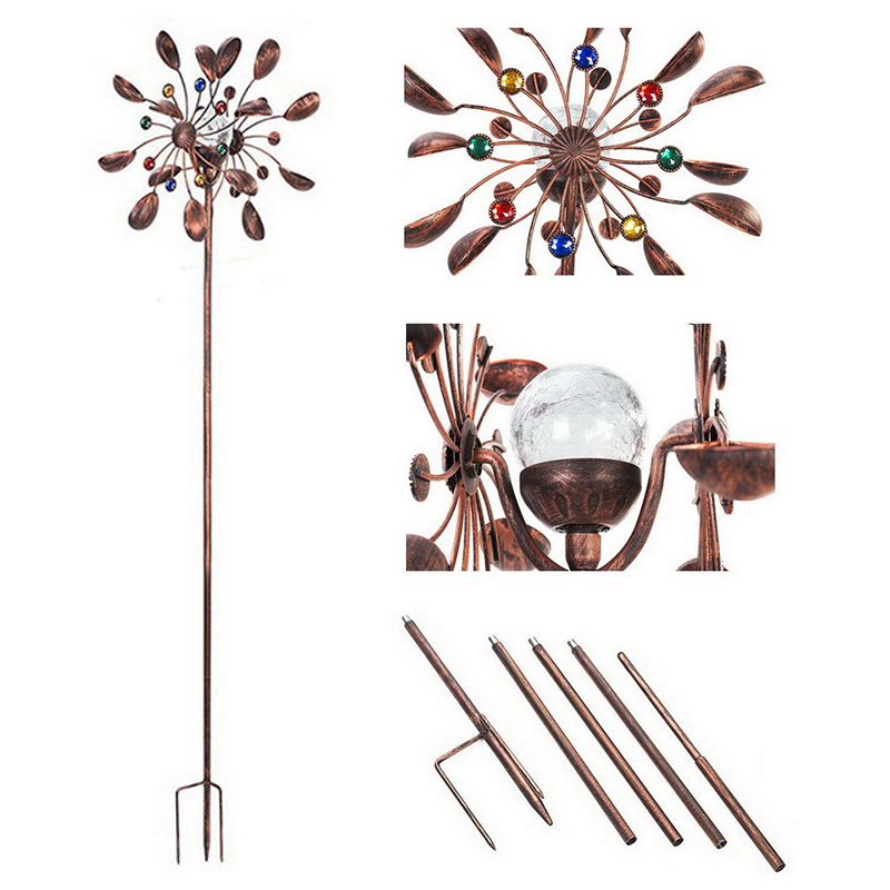 北欧铁艺风车幼儿园n创意摆件别墅户外庭院公园装饰双层旋转道具