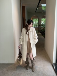 非真实价格：韩国Chic韩系简约百搭显瘦羊绒毛呢大衣外套女新款女