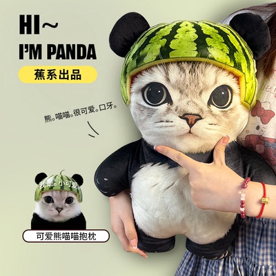 【熊喵喵】抽象表情包玩偶可爱熊猫抱枕毛绒趣味玩具礼物摆件男女