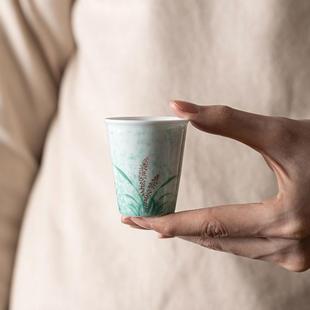 纯手绘芦苇陶瓷釉下彩家用办公茶具功夫茶具单杯品茗杯个人专用杯