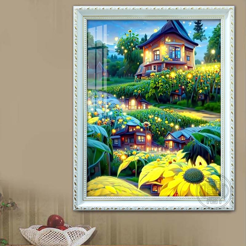 森林小屋钻石画2025新款手工粘钻画高难度客厅花园风景点钻十字绣