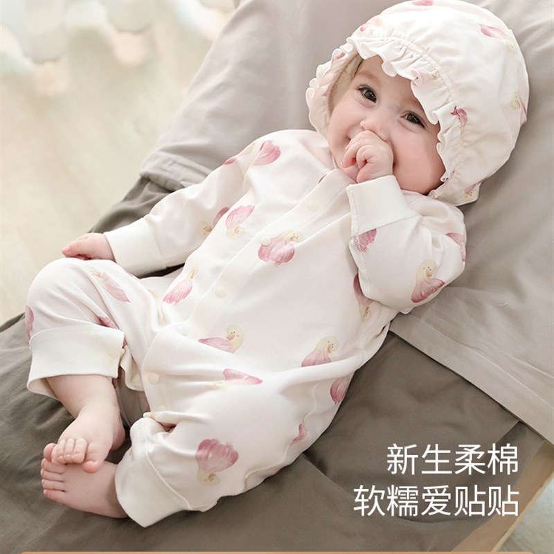 婴儿连衣裤秋季新生儿a型爬行服小月龄郊游服春秋婴儿服