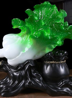 玉白菜摆件客厅玄关家居电视酒柜工艺装饰品店铺开业礼品