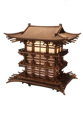 中式木雕古建筑软装前台壁挂装饰空中吊饰悬挂饰品灯实木镜像倒影