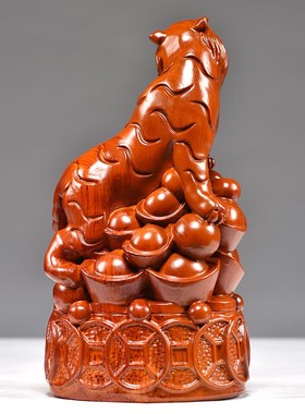 花梨木雕刻猴子摆件生肖猴实木质灵猴献桃办公装饰送礼红木工艺品