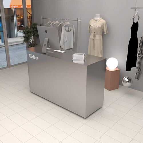不锈钢收银台服装店铺小型圆弧款简约现代公司吧台网红接待前台桌