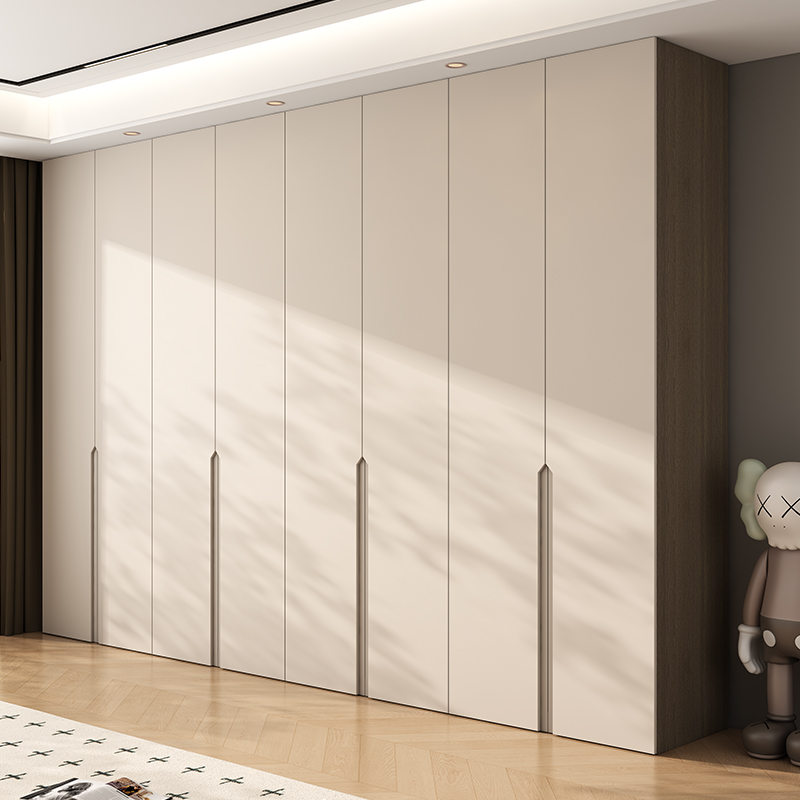 实木衣柜pet肤感免拉手意式极简一门到顶家用卧室整体组装大柜子
