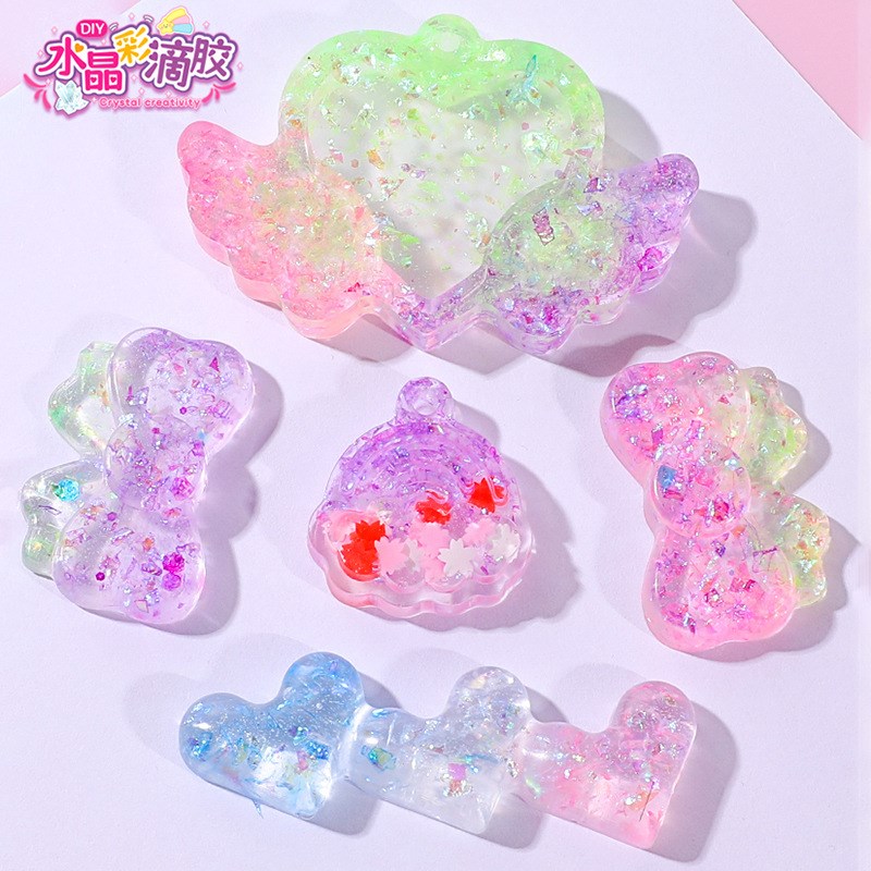 网红儿童水晶滴胶DIY材料包套装幼儿园女孩手工制作模具益智玩具