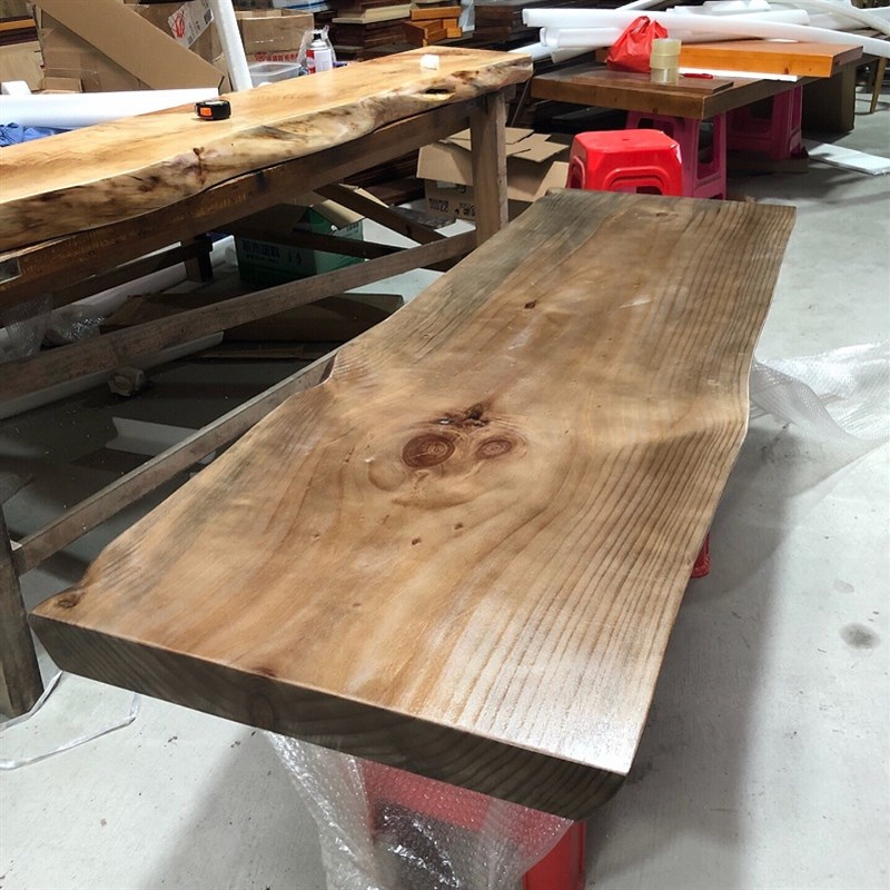 实木大板茶几中式功夫茶桌吧台面会议桌不规则板松木自然边原木板