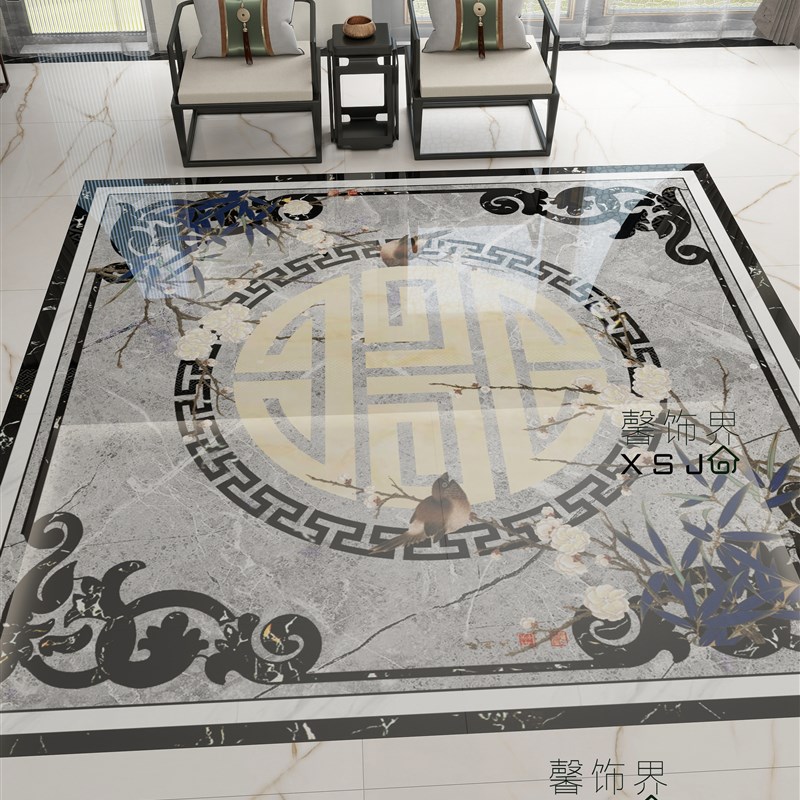 定制花砖拼图瓷砖新中式客厅拼花地砖入户玄关过道大厅入户庭院