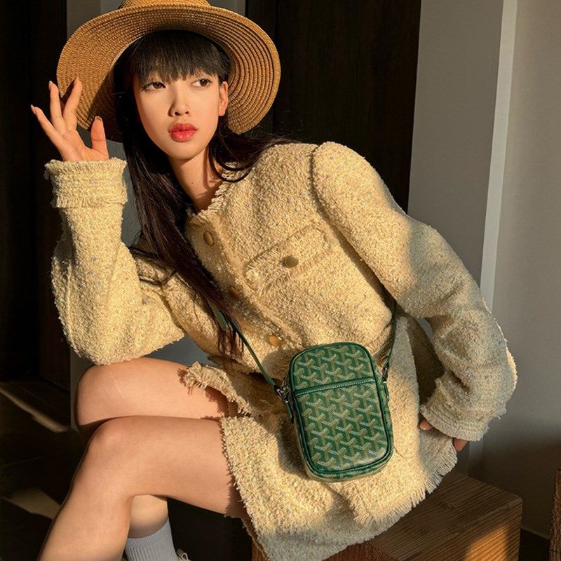 手机小挎包2024新款帆布印x花轻便防水时尚小众单肩手机包迷你小