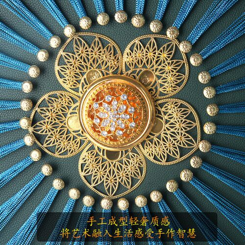 高端新中黑金外框立n体手工镶嵌实物孔雀流苏线绕实物画客厅装饰