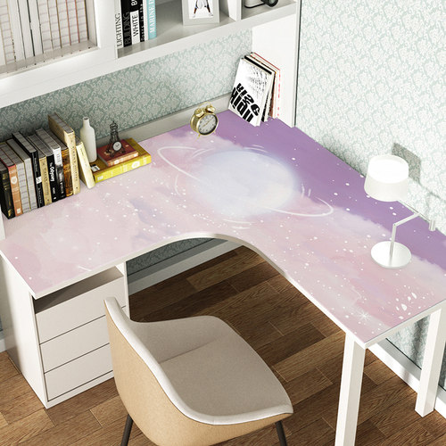 卡通L型转角书桌垫防水防油免洗桌布G弧形可定制拐角儿童写字台垫