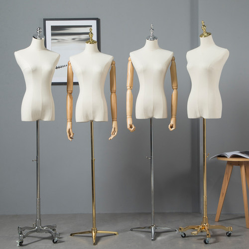 服装店展示模特道具女 半身包布人台橱窗展示人体金属模特架