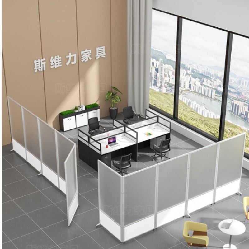 办公室移动屏风公司工厂车间隔断墙亚克力透明隔板折叠推拉活动板