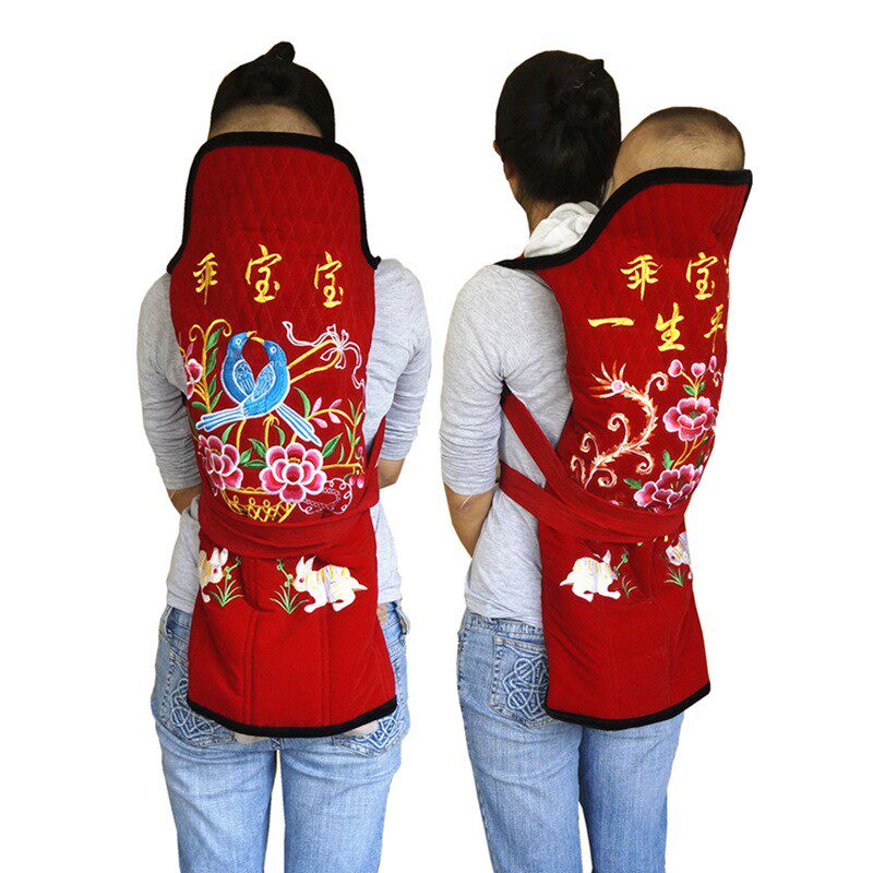 云南小孩背带四川老式宝宝背巾贵州婴儿背扇N多功能简易包裹式腰