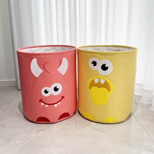 超柔布料怪兽系毛绒玩具收纳桶脏衣篮布艺玩具收纳篮筐Y海洋球收