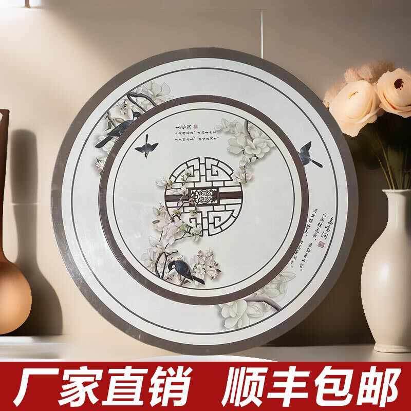 特厚彩色不锈钢内置转盘可折叠圆桌C子免安装可商用酒席连体大圆