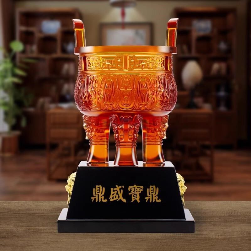 千秋礼业琉璃工艺品大号鼎摆件三足鼎办公室桌面装饰开业乔迁礼品
