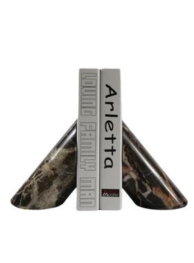 简约北欧大理石书档摆件书靠欧式现代样板间书房书桌书柜软装饰品